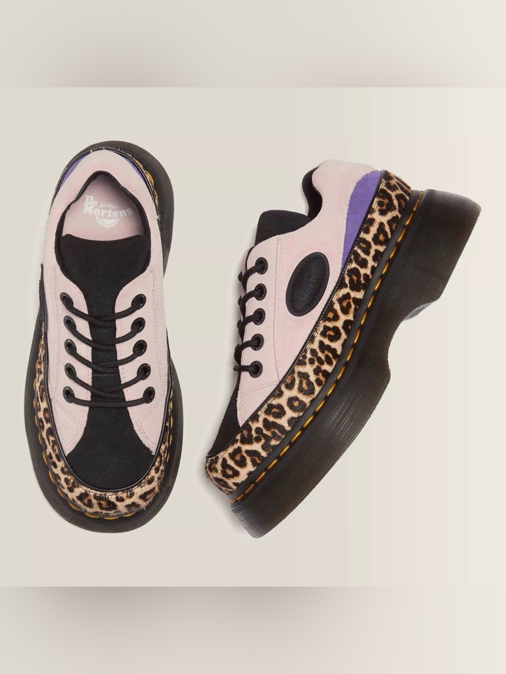 Dr Martens Buzz 5-Eye Leopard and Suede Shoes Ladies Size 7US/38EU